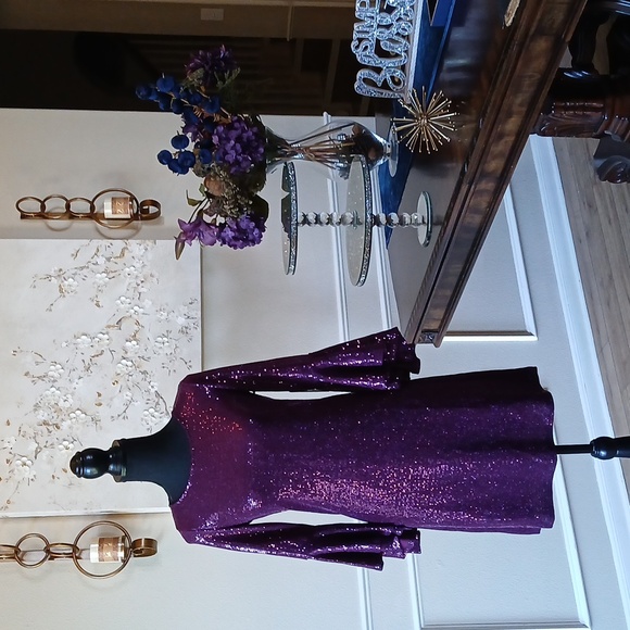 New Vince Camuto Dazzling Purple Shift Cocktail Mini Dress. Size XS - Picture 5 of 17